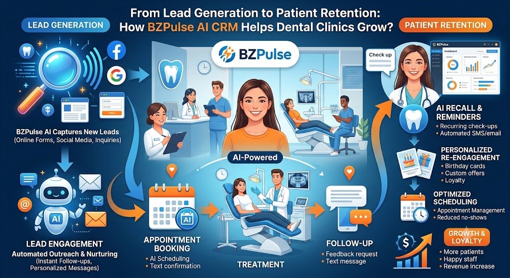 From Lead Generation to Patient Retention – How BZPulse AI CRM Helps Dental Clinics Grow?